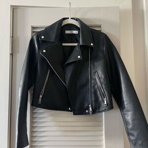 Mango Classic Black Leather Jacket